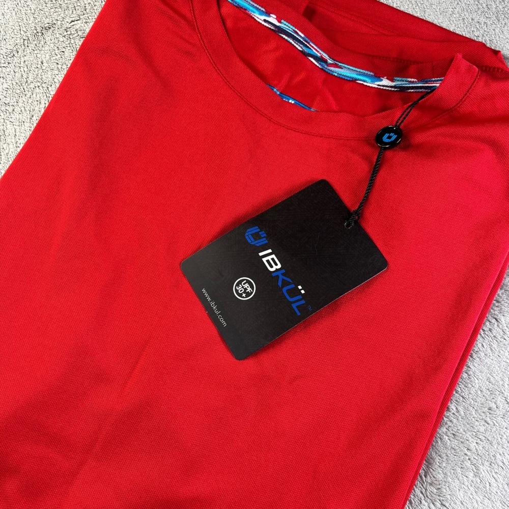 IBKUL Mens IceFil Cooling Short Sleeve T-Shirt Red UPF 50 Large 92000